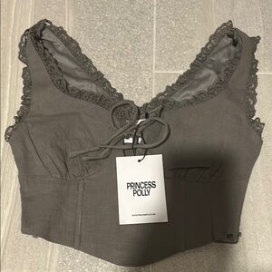 Princess Polly Gray Lace-Trimmed Bralette